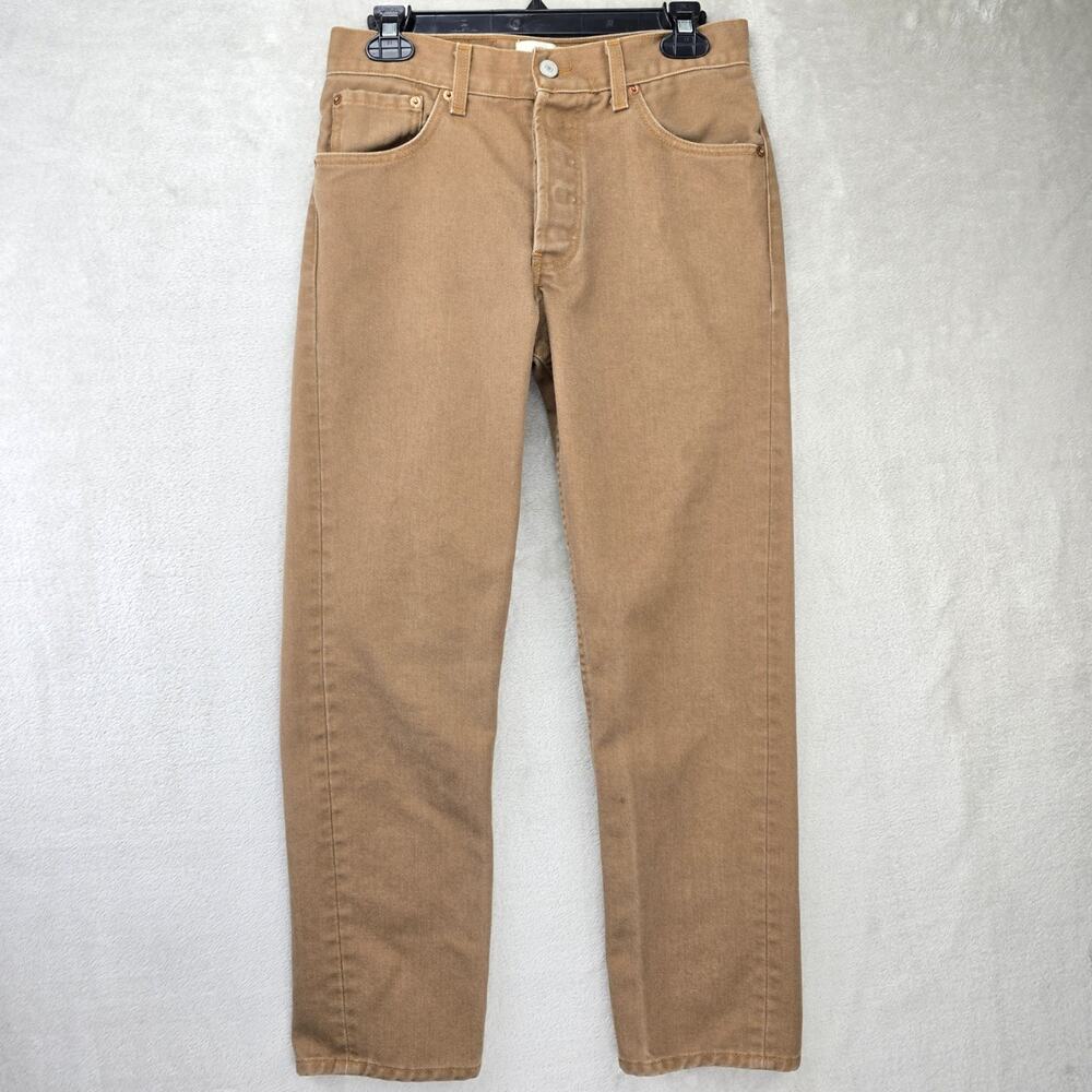 VTG Levis 501 Jeans Mens 28x27 Brown Button Fly Straight Leg USA Tag 30x30 Y2K - Picture 1 of 14